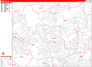 Round Rock  Wall Map Red Line Style